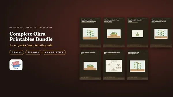 Cover of the Okra printables bundle from okra.vegetables.im